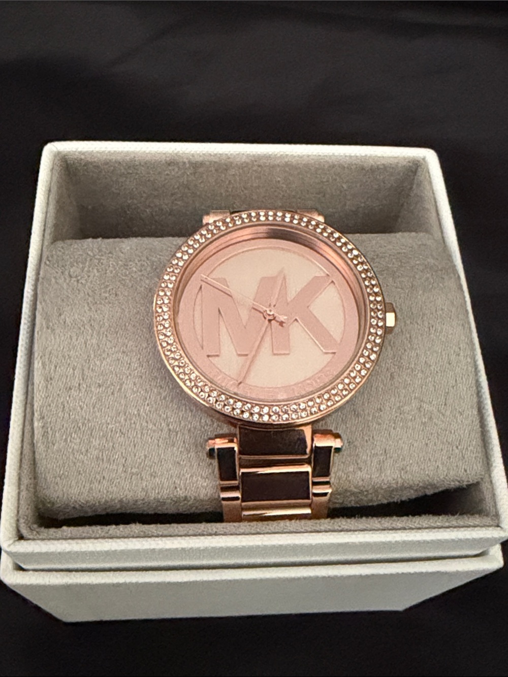 Michael Kors Rose Gold Crystal Logo Bracelet Watch
